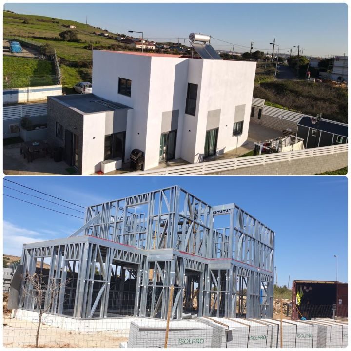 Casa moderna construída em LSF — Light Steel Framing, estrutura em aço galvanizado e resultado final